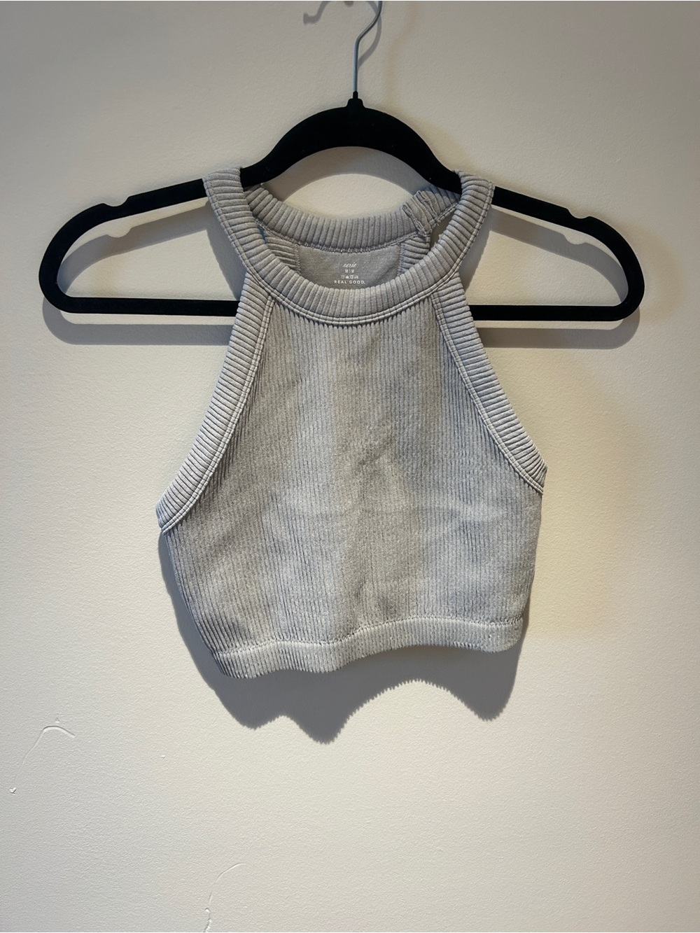 Cropped Ribbed Tank Sweater - Light Gray